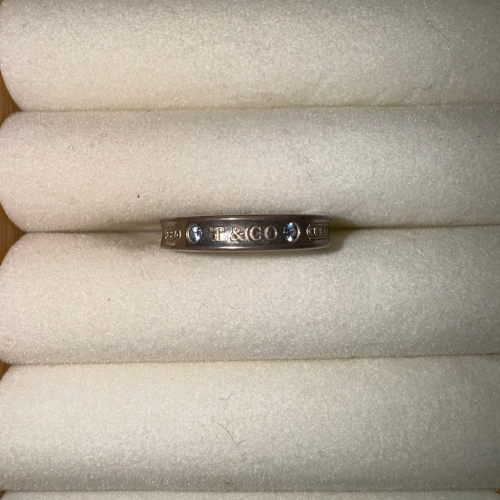 TIFFANY & CO.- Ring (In Silver With Sapphires, Narrow) *SIZE 7.5